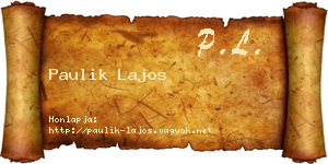 Paulik Lajos névjegykártya